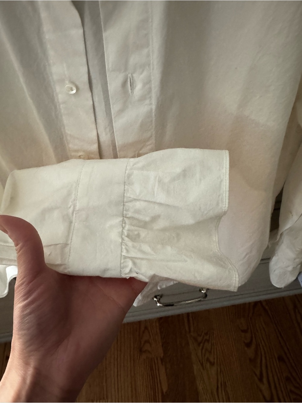 Alex Mill White Ruffle Collar Shirt - Picture 3 of 3